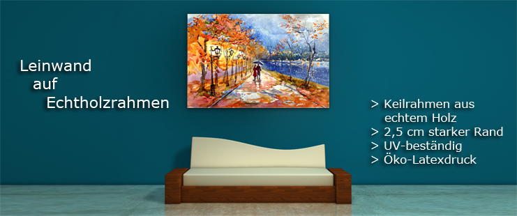 Fotoleinwand im Gallerystandard mit Echtholzrahmen.
