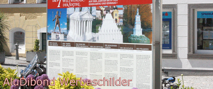 AluDibond Werbeschild f&uuml;r den langfristigen Ausseneinsatz!