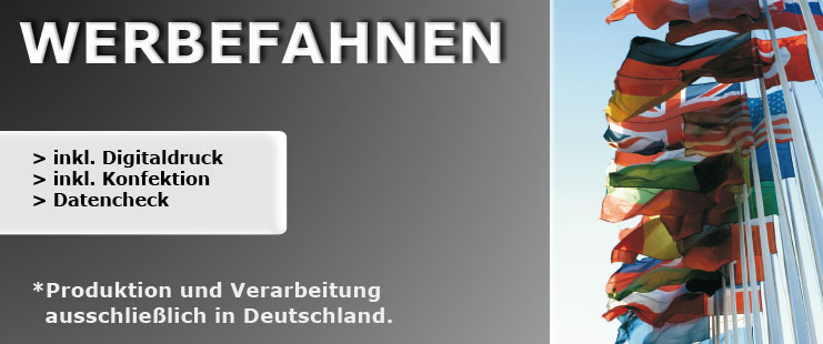 Werbefahne f&uuml;r den Innen- und Ausseinsatz