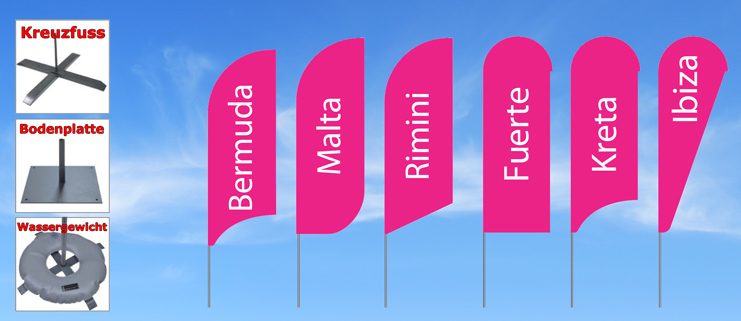Beachflags Bermuda Rimini Kreta Malta Fuerte Ibiza