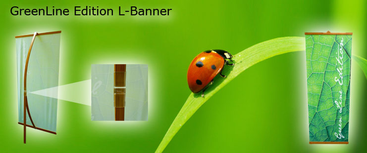 Displaysystem mit Ökofeeling L-Banner