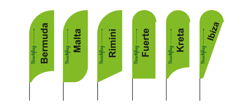 Beachflags in den verschiedenen Formen